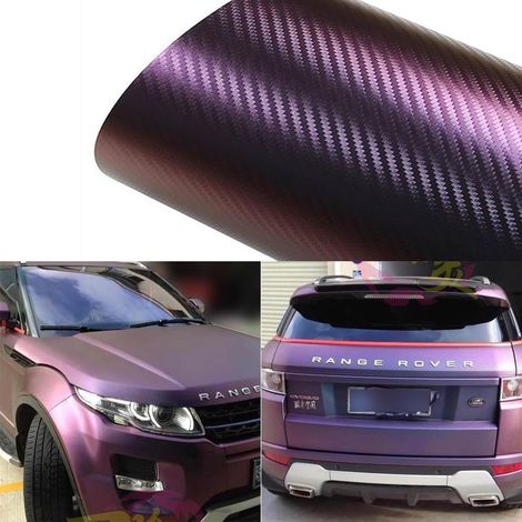 Film Carbone Violet Mat pour Voiture, Moto et Vélos - Autocollant Étanche et Adhésif Extérieur (30 x 152 cm) (1/5)