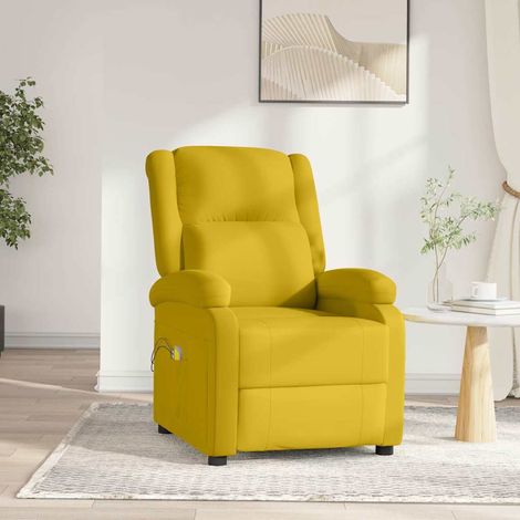 vidaXL Fauteuil électrique de massage Jaune Velours (1/5)
