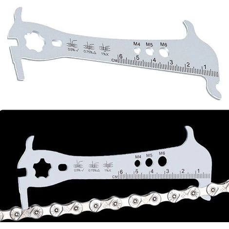 D'usure Chaine de Vélo Indicateur d'usure Outil Règle Réparation Inoxydable Jauge de Chane Vérificateur Indicateur d'usure pour Bicyclettes. (1/5)