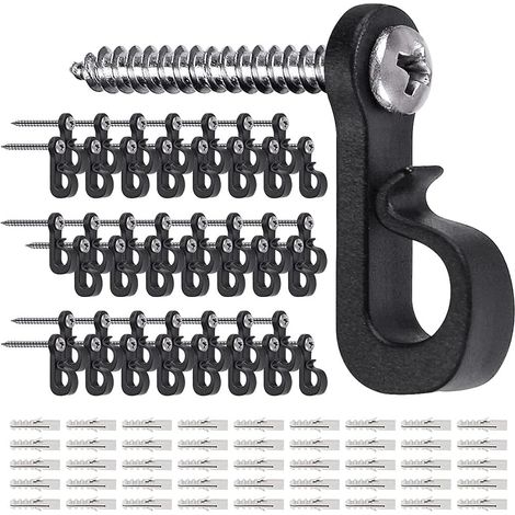 Lot de 45 crochets de suspension pour guirlandes lumineuses extérieures, crochets pour guirlandes de Noël avec vis, crochets d’éclairage intérieurs et extérieurs pour suspendre des guirlandes