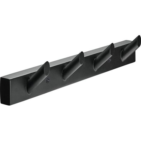 Hettich Hakenleiste Buche 400 x 65 x 60 mm mit 4 Haken schwarz - 1 Stück Garderobenhaken
