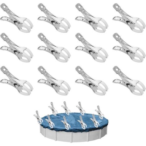 12 Metal Spring Clamps, Garden Greenhouse Fixing Clamps with Protective Sheet, Clamps for Above Ground Pools, High Tension Clamps for Tarpaulin Covers (1/5)
