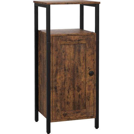 Industrieller Beistelltisch mit Schrank und verstellbarem Regalboden 34 x 30 x 80 cm braun (1/5)