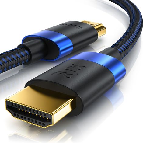 Primewire - 5m High Speed 8K HDMI Kabel 2.1 mit Ethernet ARC 3D 4K Ultra HD 7680x4320 @ 120 Hz PS4 360 TV OLED PC Laptop Beamer Monitor - Schwarz/Blau