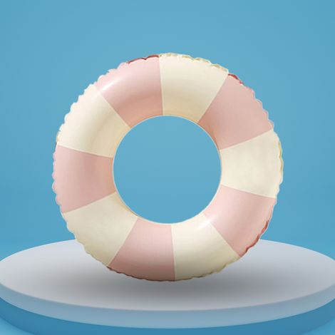 Bouée 60 cm avec motif rayé rose et blanc – Extra épaisse et résistante aux fuites, adaptée aux enfants (1/5)