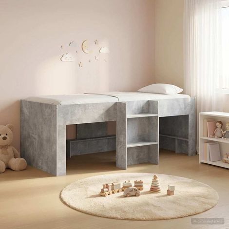 vidaXL Hochbett für Kinder Betongrau 90 x 200 cm Holzwerkstoff (1/5)