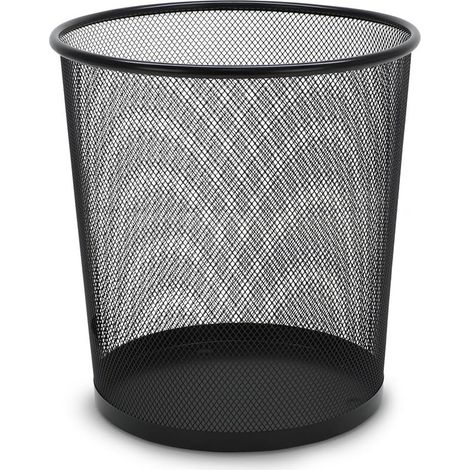 Corbeille à Papier Métal Maille - 1 Unité - Acier Noir - Design Aéré 13L - Bureau Salle de Bain - 26x28cm (1/3)