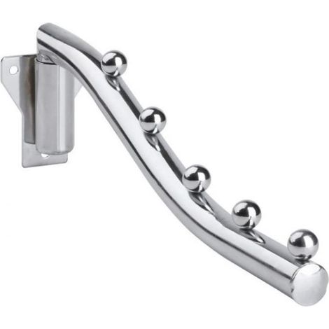 2 pcs porte-cintre mural rabattable, acier inoxydable, 5 crochets pivotants 180°, gain d'espace, usage salle de bain chambre bureau (1/5)