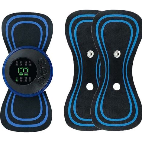 Tapis de massage électrique portable avec écran LCD pour la nuque et le corps entier. Massage complet et relaxant, soulagement de la fatigue. Coussinets en gel adhésifs et fins.-AquaForge
