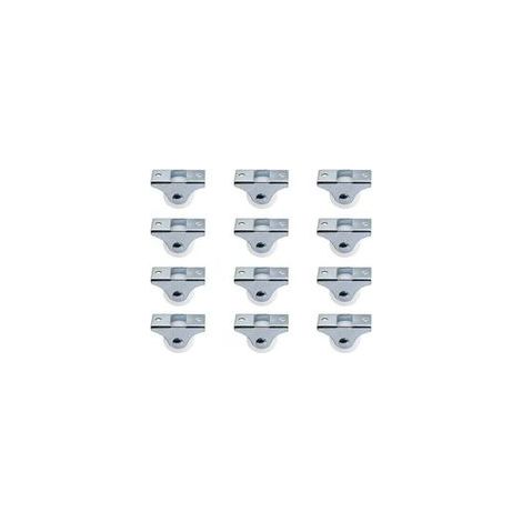 Juego de 12 ruedas fijas rígidas de 2,5 cm, sin giro, con placa superior metálica y ruedas de plástico duro para muebles, color plata - Crezuo (1/3)