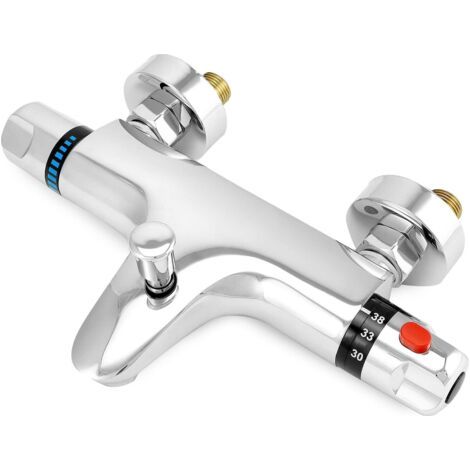 QORVA-Mitigeur thermostatique de douche, sortie de vanne G1/2", eau chaude à gauche, eau froide à droite, mitigeur de douche en laiton, contrôle constant de la température pour salle de bain
