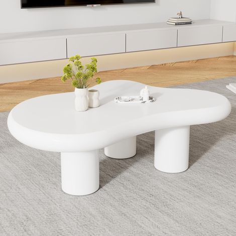 Mesa de centro con forma de nube, mesa de centro irregular con diseño de dibujos animados para interiores, hecha de MDF, ideal para sala de estar, estudio, apartamento y oficina. (1/5)