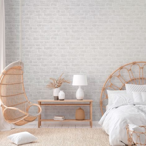 A.S. Creation Natural Living 386372 Vliestapete Steinoptik 10.05 x 0.53 m Weiß Wohnzimmer Schlafzimmer Flur Küche Esszimmer Badezimmer Bad Arbeitszimmer Büro Diele (1/5)