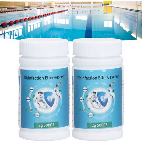 2 flacons/vente de comprimés de chlore pour piscine, comprimés effervescents, comprimés nettoyants multifonctionnels pour le bain et la qualité de l'eau, comprimés de chlore pour la purification de l' (1/5)