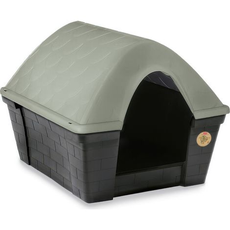 Cuccia per Cani in Plastica 78 x 96 x 73 cm Verde e Grigio Ardesia per Interno ed Esterno Casa Felice