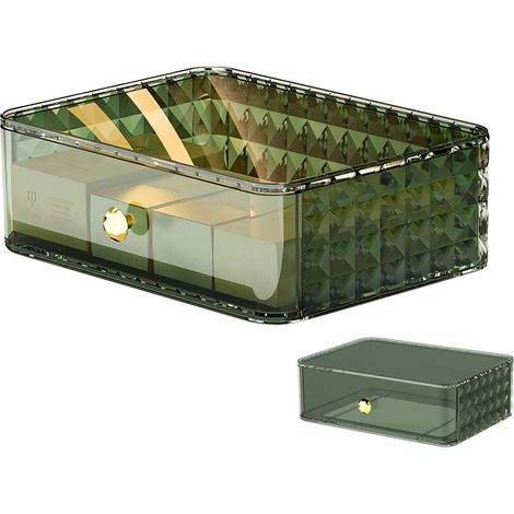 Porte-pinceaux de maquillage avec tiroirs, organisateur de cosmétiques compartimenté, rangement pour pinceaux et accessoires, vert 01 (1/5)