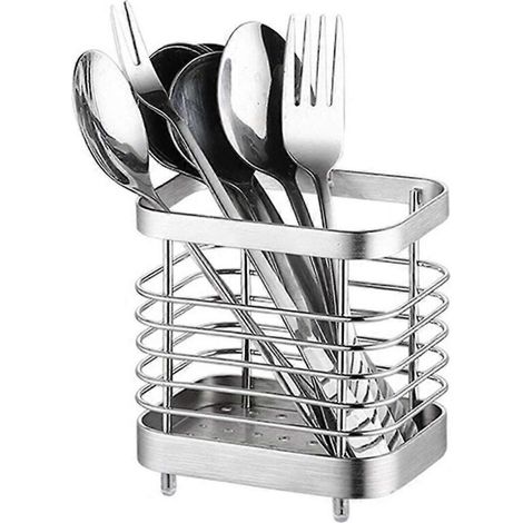 Porte-Ustensiles - Acier Inoxydable - Pour Plan De Travail Cuisine - 10 5 X 10 X 7 5 Cm - 1 Pièce (1/5)