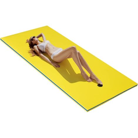 COSTWAY Tappeto Galleggiante per Piscina e Mare, 220 x 90 cm, Materassino Galleggiante in Schiuma per Rilassarsi e Divertirsi, Resistente Agli Strappi con 3 Strati di Schiuma XPE, Con Cuscino (Giallo) (1/5)