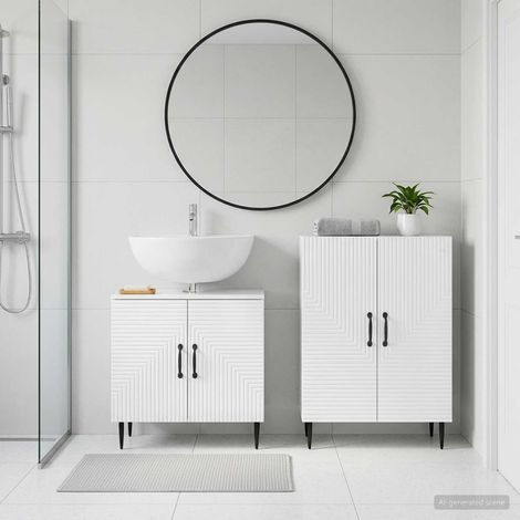 vidaXL Ensemble de 2 meubles de salle de bain HAARLEM Blanc brillant (1/5)