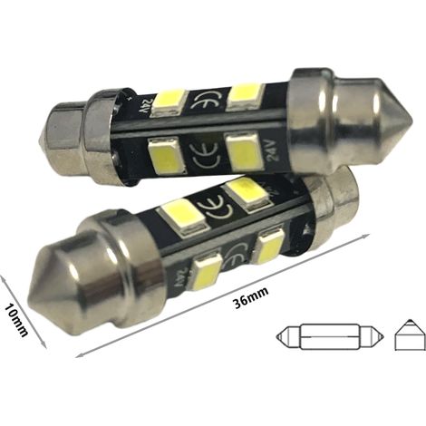 24V Lampada LED Siluro T11 C5W 36mm 8 SMD 2835 No Polarità 360° Bianco Freddo Durata Garantita (1/2)