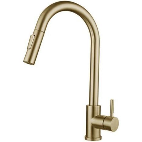 Pull-out Kitchen Faucet Stainless Steel Brushed Gold Mixer Tap Swivel Telescopic Kitchen Sink Faucet (1/5)