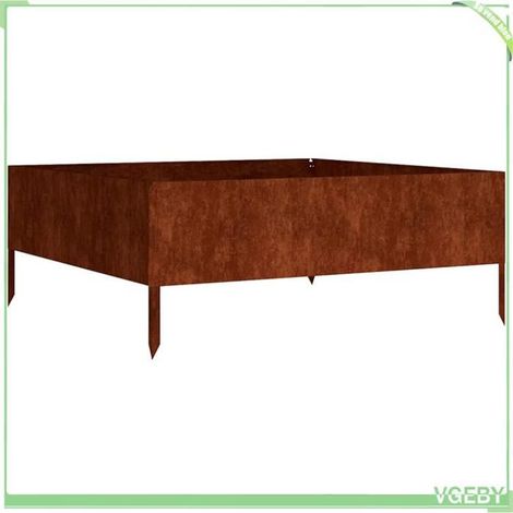 Lit surélevé de jardin - FAFEICY - 824516 - Acier Corten - 100x100x41 cm - Fond ouvert (1/5)