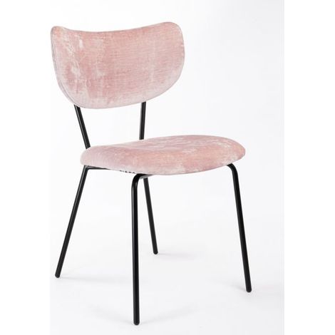 Sedia velluto imbottita Design Moderno qualità Made In Italy - Telaio Metallo NERO velluto pregiato 5 colori - SURI Colore Velluto Rosa - Telaio Nero Opaco (1/5)