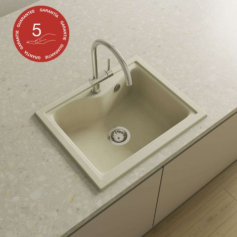 Evier à encastrer POALGI - CITY 320 - Granit - Beige Pumice - 62 cm - 1 bac (1/5)