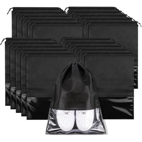 Lot de 20 grands sacs à chaussures, organisateur de chaussures à cordon en tissu non tissé (1/5)