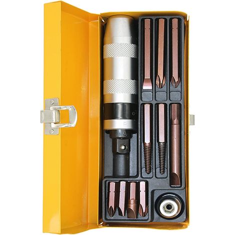 Jeu de 12 burins pour perceuse à percussion, outil manuel réversible avec extracteur. (1/5)