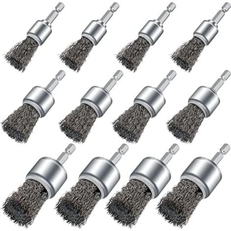 12PCS Roue de Brosse Métallique pour Perceuse Brosses de Coupe de Roue de pour le Retrait de la Rouille de de Peinture de Perceuse et les Petits Espaces (1/5)