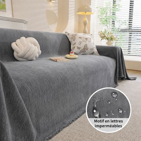Jeté de canapé chenille chevrons imperméable gris 180x300cm gris 180 300cm réf 30 × 30 × 8 cm 1,4 kg – Livraison gratuite