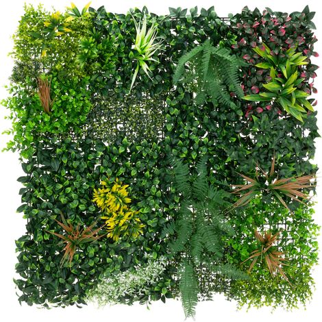 ECD Germany Jardin Vertical Artificial 100x100 cm Jungle Mix, Plantas Decorativas de Pared Interior/Exterior, Pantallas Valla de Privacidad Resistente a los Rayos UV, Panel de Seto para Balcón, Hogar (1/5)