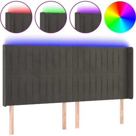 Maison Exclusive - Testiera a LED Grigio Scuro 163x16x118/128cm in Velluto