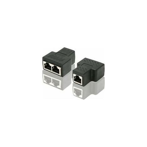 Adaptateur de répartiteur de Port Ethernet RJ45 CAT6 LAN 1 à 2 Coupleur de Port Femelle Double Femelle à Femelle, Paquet de 2 et Noir (1/4)