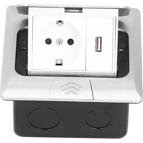 Boîte de Prise Escamotable Sol avec Ports USB, Prise EU 250V 16A, Installation Facile et Rapide