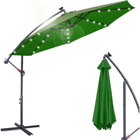 SWANEW Ombrellone 3,5 m con LED Ombrellone a sbalzo Ombrellone da giardino Ombrellone da patio UV30+ Verde (1/5)