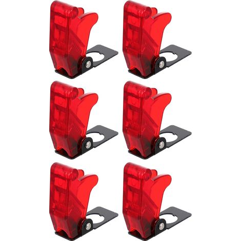 6 Pièces Capuchons de Sécurité Rouges pour Interrupteurs à Bascule 12mm, Housses Étanches en Plastique et Fer, Protection la Poussière pour Bureau et Maison (1/5)