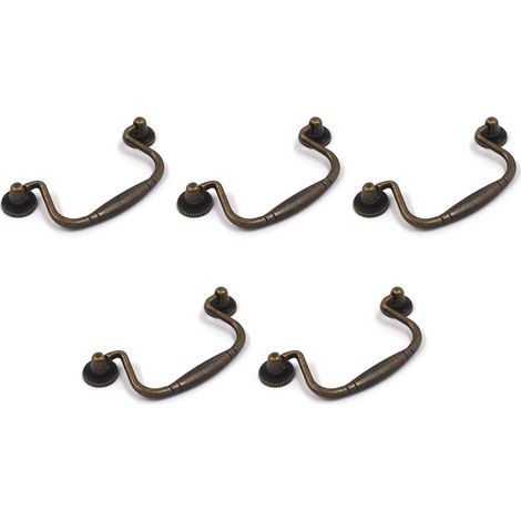 YMYNY - 5 tiradores decorativos de aleación de zinc y bronce antiguo para armario de cocina, cajón y armario, con tornillos (bronce, centro del agujero, 79 mm) (1/3)