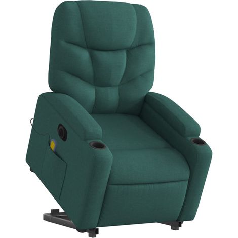 Poltrona relax con funzione massaggio e recliner in tessuto verde scuro DEC027875