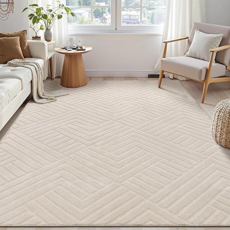 Tapis Salon Moderne à Poils Courts 160 x 230 cm, Effet 3D Tapis de Salon avec Effet Haut-Bas Antidérapant Tapis de Chambre Lavable en Machine Doux Moquette Salon pour Chambre à Coucher (1/5)
