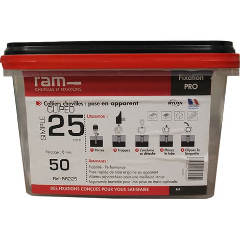 50 CLIPEO simple blanc pour tube multicouche nu Ø25 - RAM (1/3)