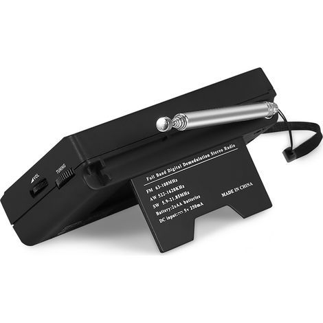 Radio Réveil Numérique Portable FM/AM/OC avec Affichage LED et Double Alarme, Noir (1/5)