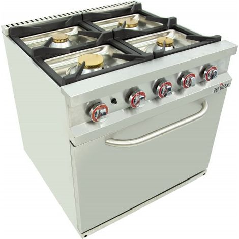 Fourneau à gaz - 4 foyers - 2x7,5 + 2x5,5 kW - Avec four GN2/1 - Arilex (1/5)