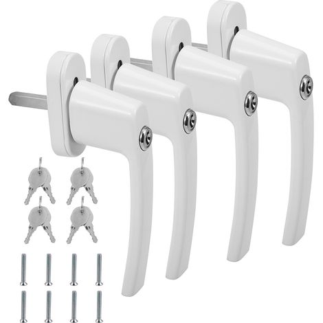 Swanew – Poignée de fenêtre verrouillable en aluminium – Lot de 4 – 2 clés par poignée – Sécurité enfants et anti-effraction – Compatible fenêtres basculantes (1/5)