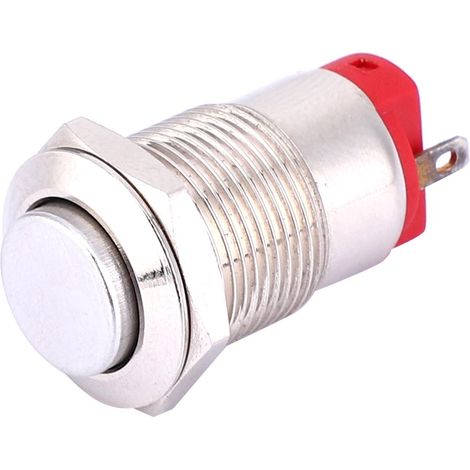 Lot de 2 interrupteurs à bouton-poussoir métalliques à 2 broches, étanches et à verrouillage, pour composants électroniques, hauteur 12 mm, encastrés. (1/5)