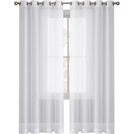 Rideaux voilage légers 140x260 cm – Ensemble de 2 pièces en polyester blanc – Respirants et occultants pour salon et chambre (1/5)