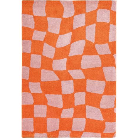 Tapis orange moderne épais à poils longs doux - 80 x 140 cm (1/5)