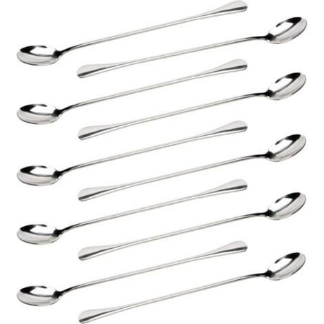 Cuillères à café - Acier Inoxydable - Lot de 10 - Long Manche - Résistantes - Compatibles Lave-Vaisselle (1/4)