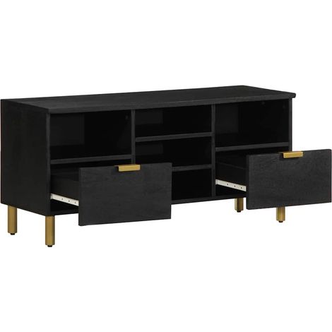 Meuble TV Banc TV Meuble de rangement - noir 100x33x46 cm bois d'ingénierie fr2543 - Maison La Vie (1/5)